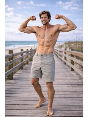 Banana Republic Shorts Men's 34 Casual Beige Linen Blend Comfortable Fit Summer